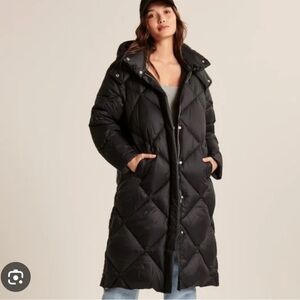 Abercrombie and fitch Women's Black Quilted Long Coat